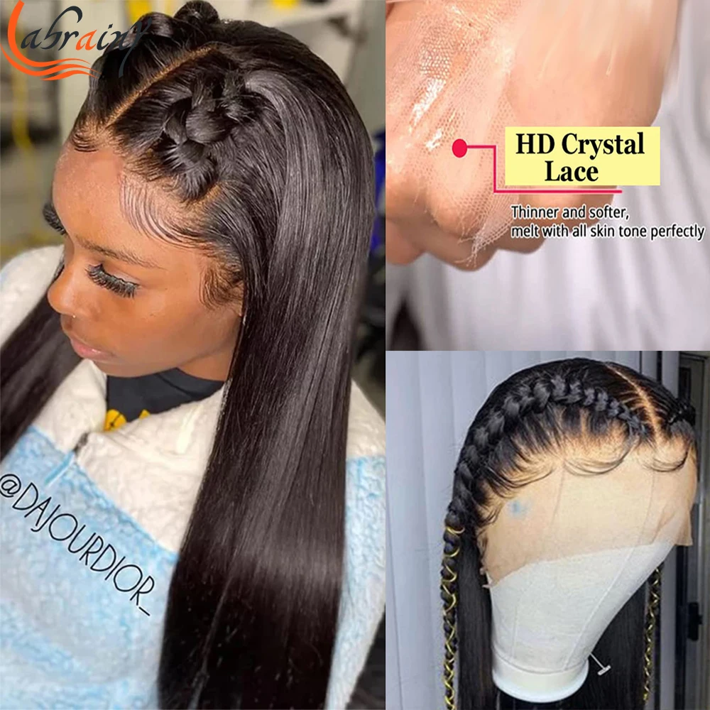 Kristal HD Dantel ön Peruk İnsan Saçı Düz 13x6 HD Dantel ön Peruk Kadınlar İçin Ön Koparıp Brezilyalı Peruk Satılık Şeffaf