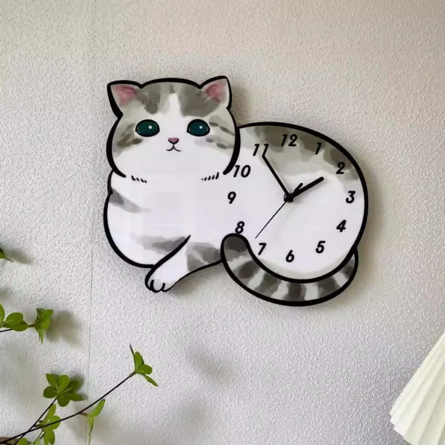 Kedi Anime Tasarım Karikatür Sevimli Saat Duvar Asılı Kişilik Benzersiz İzle Sessiz Çocuk Yatak Odası Reloj Pared Ev Dekorasyon Öğeleri
