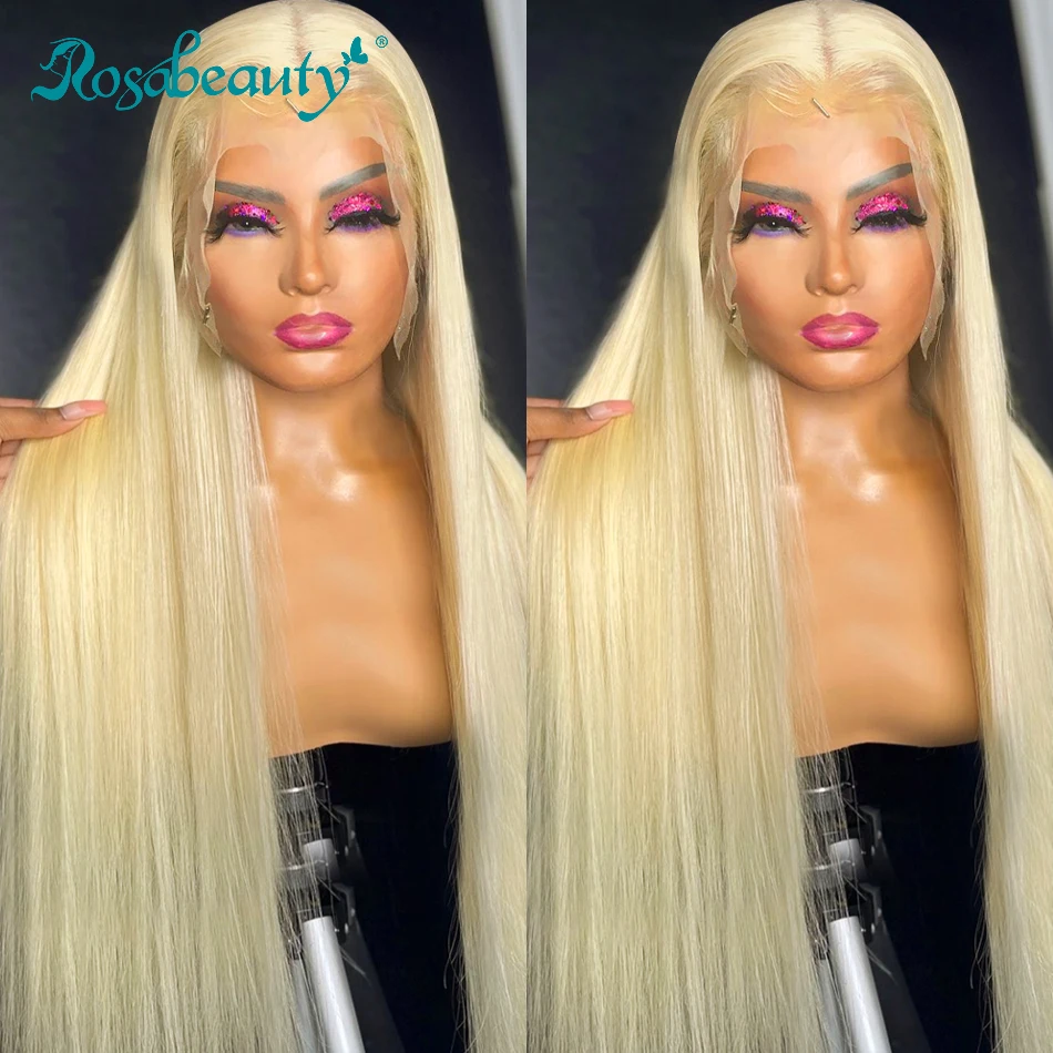 Rosabeauty 30 40 İnç 13X6 HD 613 Sarışın Şeffaf Dantel Ön İnsan Saç Peruk Brezilyalı Düz 13x4 Ön Peruk Kadınlar İçin
