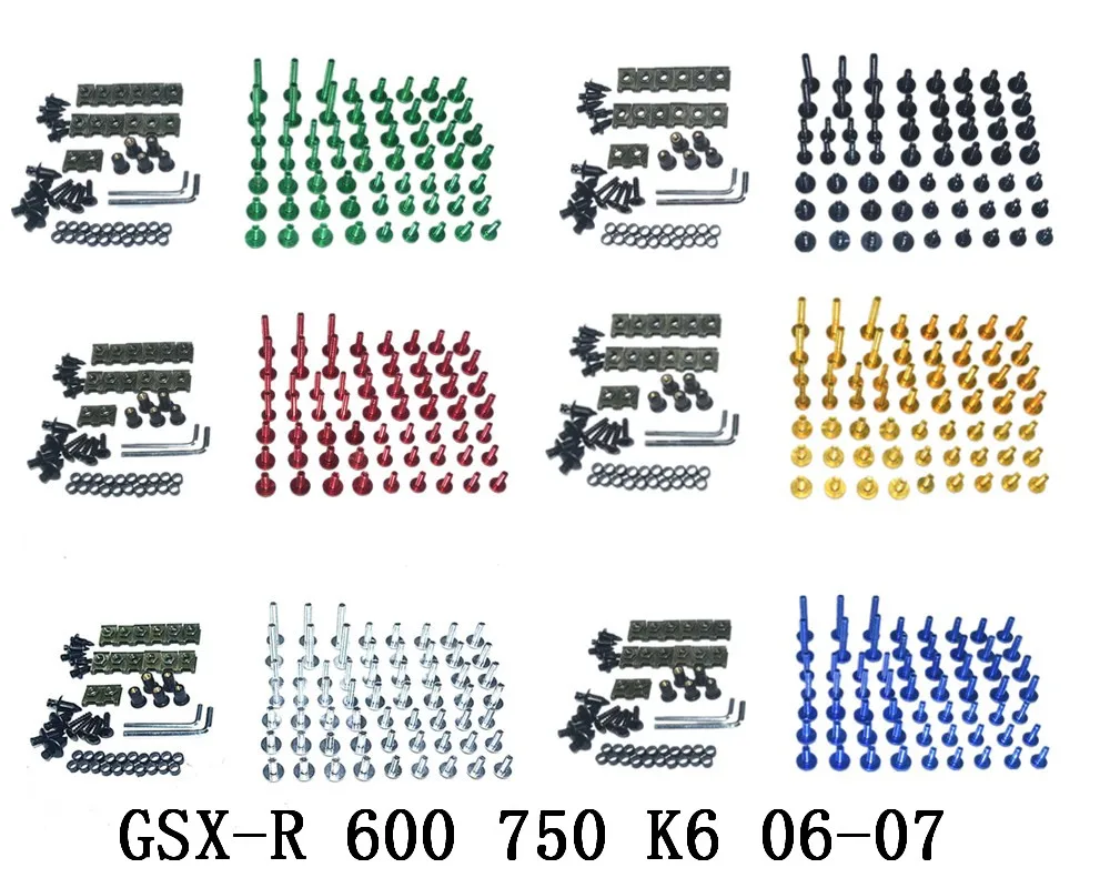Motosiklet Komple kaporta cıvataları Kiti Kaporta Vidaları İçin Fit GSX-R 600 750 K6 2006-2007