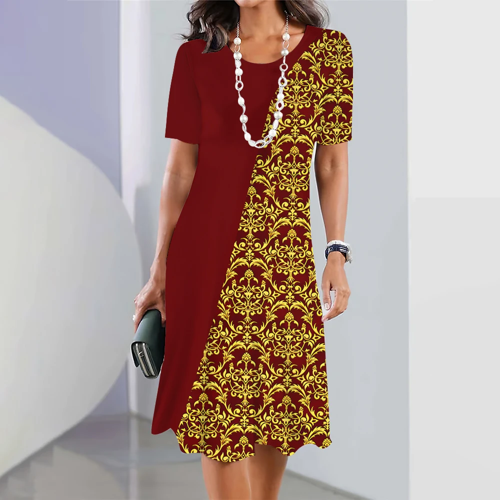 Kadın elbiseleri 2023 kadın elbiseleri 3D Çiçek Baskı Seyahat Parti Yaz Vintage Elbiseler Y2k Zarif Rahat Gevşek Kısa Kollu