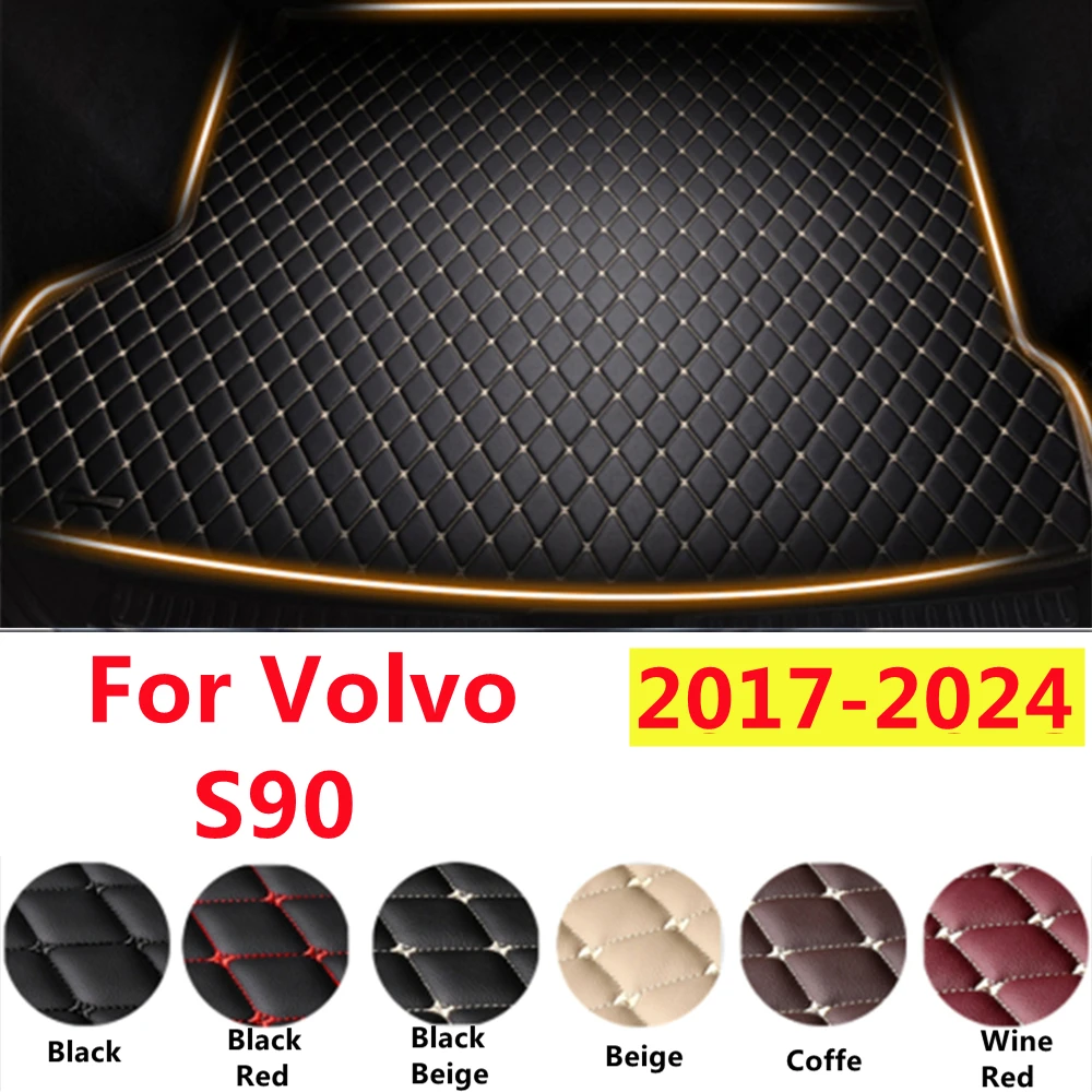 SJ XPE Deri Araba Gövde Mat Volvo İçin Fit S90 2017-18-2024 Kuyruk Önyükleme Tepsisi Otomatik Astar Kargo Halı Bagaj Çamur Ped Aksesuarları