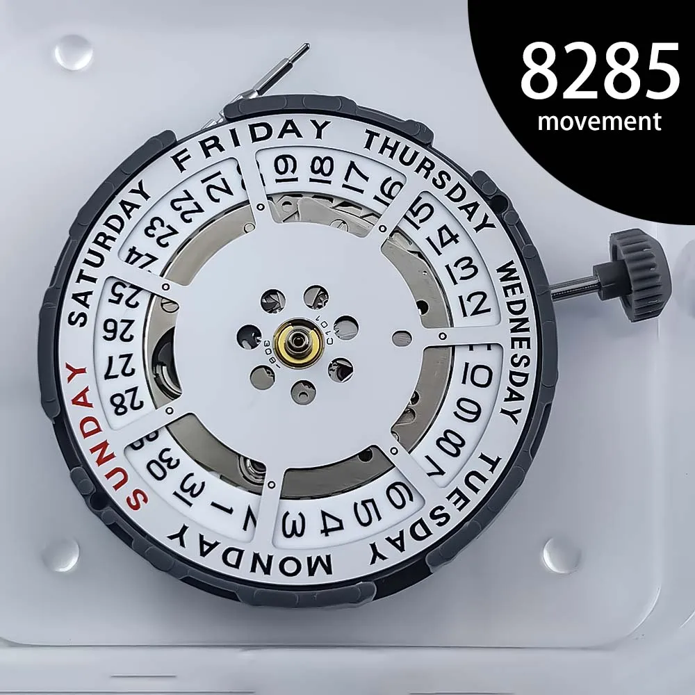 Saat aksesuarı yepyeni 8285 hareketi yukarı ve aşağı takvim çift takvim beyaz 8285 mekanik hareket