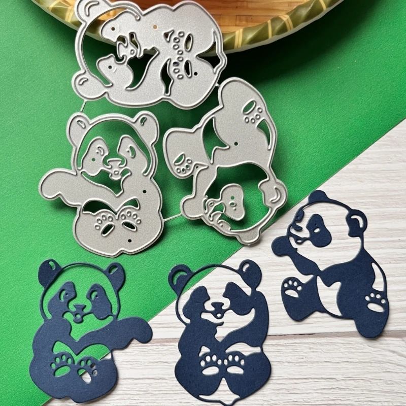 Hayvan Panda Metal Kesme Ölür DIY Zanaat Karbon Çelik Kabartma Şablon Şablon Scrapbooking Kart Kalıp Kesim Kalıp
