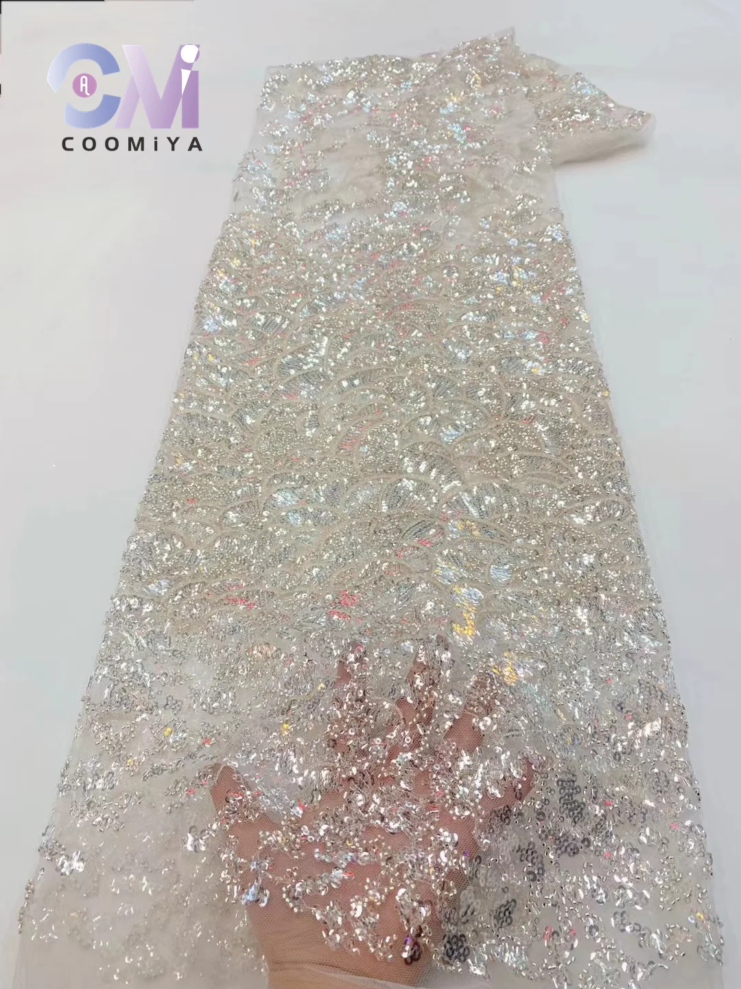 Çiçekli Net Dantel ile Yüksek Kalite Boncuk Düğün Töreni Elbise için Kadın Serisi Nakış Lüks En Kaliteli Kumaş