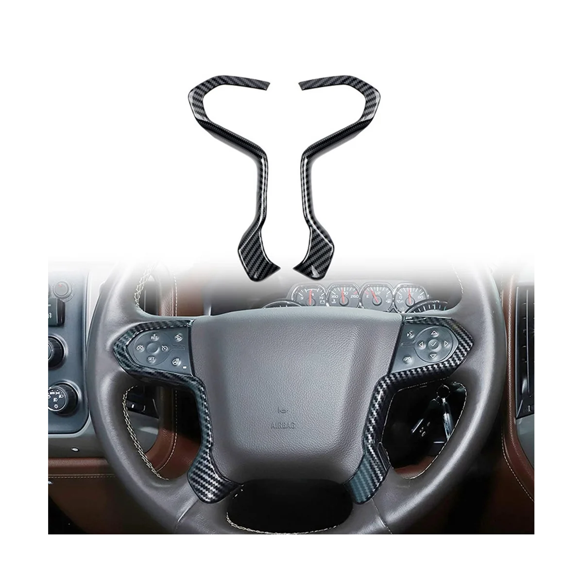 Araba Karbon Fiber direksiyon Paneli Kapak Trim Çerçeve Sticker Chevrolet Silverado 2014 için 2015 2016 2017 2018