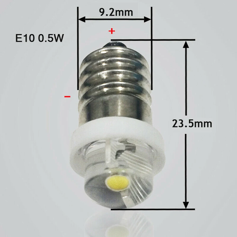 El feneri Ampul 6000K Aksesuarları 0.5 W E10 Çim + Metal Fener Meşale Yedek Beyaz LED Uydurma Yüksek Kalite