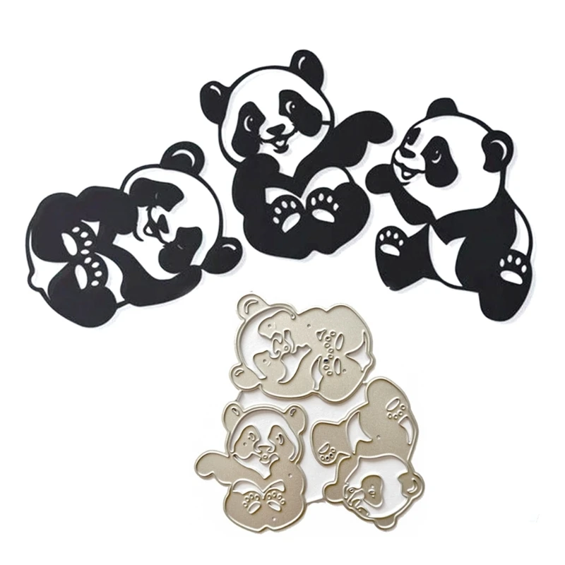 Hayvan Panda Metal Kesme Ölür DIY Zanaat Karbon Çelik Kabartma Şablon Şablon Scrapbooking Kart Kalıp Kesim Kalıp