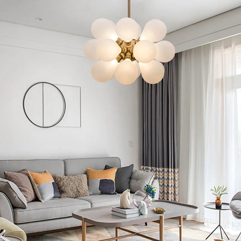 Post-Modern İskandinav Minimalist Oturma Odası Yatak Odası Çocuk Odası Beyaz Mavi Pembe Kabarcık Topu Cam Avize Lambaları
