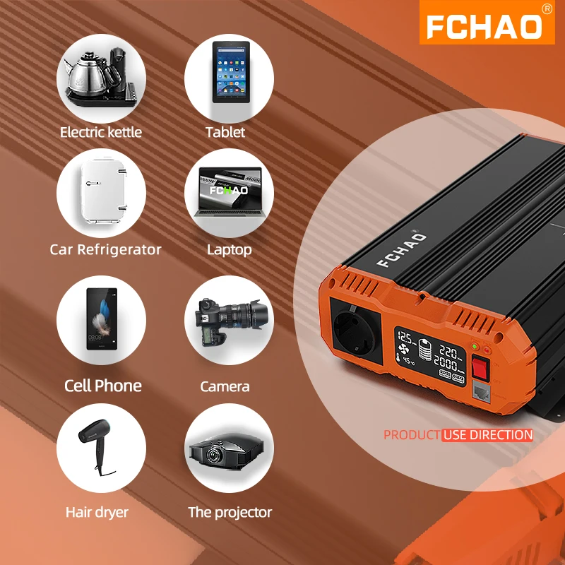 FCHAO anma gücü 1200wt saf sinüs dalga invertör dc 12v 24v için 230v 50HZconverter LCD ekran ile ev araba çok amaçlı invertör