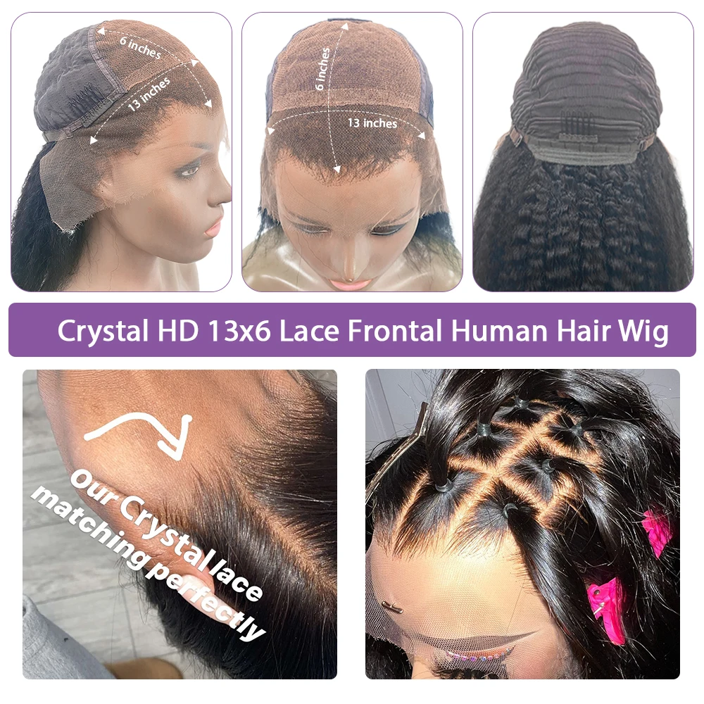 Kristal HD Dantel ön Peruk İnsan Saçı Düz 13x6 HD Dantel ön Peruk Kadınlar İçin Ön Koparıp Brezilyalı Peruk Satılık Şeffaf