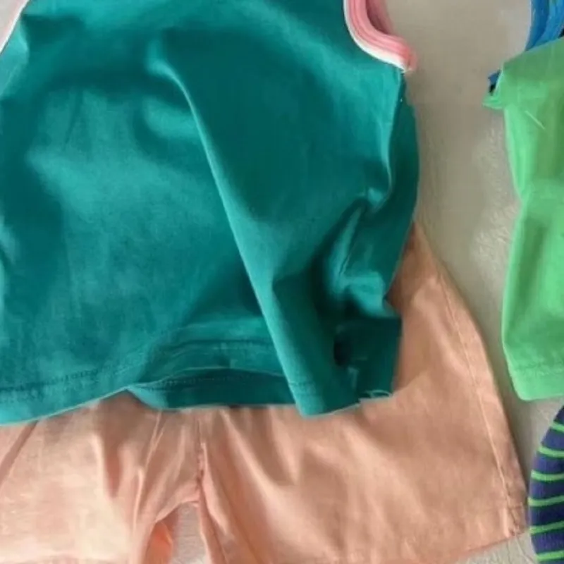 Erkek bebek Kız pamuklu giysiler Seti Yelek Tshirt + Şort 2 ADET Yaz Bebek Yürüyor Çocuk Eşofman Kolsuz Bebek Giysileri 1-5Y
